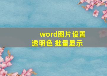 word图片设置透明色 批量显示